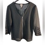 Chico's Chico’s Easywear Sheer Stripe Full Zip Cardigan jacket Sweater Size 1 Medium Photo 0