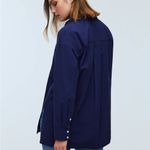 Madewell Navy Fresh Blueberry Oversized Straight Hem Shirt Signature Poplin XS Photo 2