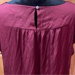 Loft Ruffle Front Flutter Cap Sleeve Keyhole Back Top Blouse Burgundy Size XXL Photo 6