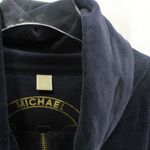Michael Kors Womens Velvet Jacket Blue Front Zipper Pockets Drawstring Photo 2