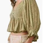 Free People NWT  Brittnee Print Smocked Peplum Top Size S Photo 2