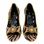 Fendi Vintage Brown Tiger Stripe Print Calf Hair Open Toe Heels Pumps Size 38 Photo 0