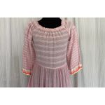Lemlem Abeda XS Tiki Long Tier Pink Striped Fringe Off Shoulder Midi Gauze Dress Photo 3