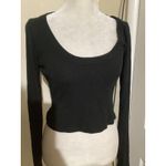Reformation Jeans Black Ribbed Long Sleeve Scoop Neck Crop Top M Photo 1