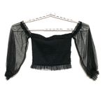 Buckle Black Crop Top Sz M Off Shoulder Whimsigoth Dark Romantic Fairy Boho NWT Photo 1