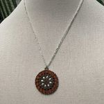 Sterling Silver Autumn Orange & White Necklace Photo 2