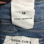 Good American  Good Curve Raw Hem High Rise Denim Blue Jean Shorts Size 15 NWT Photo 6