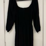 Reformation  Black Mini Dress with Puff Sleeve and Tie Front Photo 9
