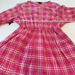 Torrid  Pink Plaid Voile Mandarin Collar Button Up Shirt Dress Size 1X Pockets‎ Photo 9