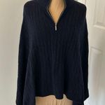 Evelyn Grace Cashmere Quarter Zip Navy Poncho Size undefined Photo 0