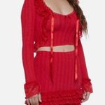 Sugar Thrillz Red Lace Ruffle Cardigan sweater Cami Set Size M Photo 2