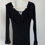 VTG BASIC USA sz M Black Long Sleeve Ruffle Neck Maxi Dress Witchy Whimsygoth Size M Photo 1