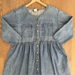 Vintage 90s Denim Chambray Long Sleeve Babydoll Dress Medium Blue Size Medium Photo 2