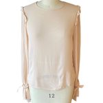 Urban Outfitters  Light Pink Long Sleeve Blouse Tied Sleeve Bottoms ~ Size SMALL Photo 1