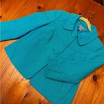 Ann Taylor  teal blue and white polka dot swing blazer sz 0 Photo 4