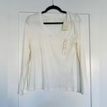 Target A New Day NWT Women's White Ribbed V-Neck Long Sleeve Shirt Top Size M Photo 2