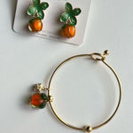 Cute Persimmon Earrings Women Retro Orange‎ Crystal Drop with bracelet set new Orange Photo 0