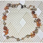 Amber Glass Chrystal Bead & Natural Stone 38" Necklace Black Chain Neutral Photo 6