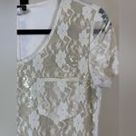 Cocomo Women’s Medium White Lace Top Sheer Floral Coquette Romantic Chic Ivory Photo 3