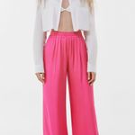 Bershka satin Effect wide leg pink pants Photo 3