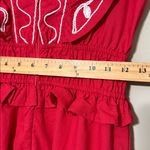 Strut & Bolt  embroidered midi dress linen sleeveless sun dress floral ruffle SM Photo 4