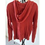 Caslon  Sorrel Red Diagonal Ribbed Hooded Sweater Size Medium Casual Activewear Photo 8