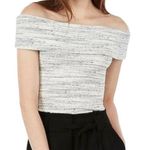 EXPRESS ONE ELEVEN Marble Off Shoulder Ribbed Top Size Small Casual Fitted Cute Photo 0