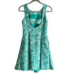 Yoana Baraschi  Fit‎ & Flare Jacquard Cocktail Dress in Green Florals, Size 2 Photo 7