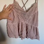 American Eagle Ballet Pink Lace Babydoll Cami Blouse Top Size S Peplum Y2K Photo 1