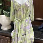 California Dynasty, vintage Floral Green and Purple Women's Robe and nightgown Photo 1