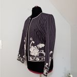 Oscar de la Renta Oscar del la Renta Black Pinstriped Embroidered Jacket 16 Photo 2