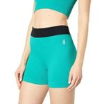 Free People NWOT MOVEMENT Teal Black Prajna Seamless Ribbed Shorts M/L Photo 2