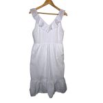 Vineyard Vines for Target White Seersucker Ruffle V Neck Midi Dress Size Medium Photo 0