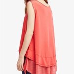 We The Free FREE PEOPLE Womens Hot Coral Layered Sleeveless Trapeze Top Photo 3