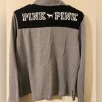 PINK - Victoria's Secret VS PINK Victoria’s Secret Gray Black 1/4 Zip Dog Logo Pullover Sweatshirt‎ Large Photo 2