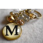 Source Unknown NWT M Monogram Bag Charm Purse Tassel Beaded Gold Tone 3.5" Keychain Photo 1