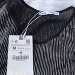 ZARA NWT Black White Stripe Strap Tank Top Sz Med Photo 3