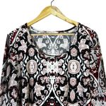 HAANI Ornate Bell Sleeve Midi Dress Size L Burgundy White Boho Whimsygoth Gypsy Red Size L Photo 2