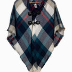 Mixit · One Size · Plaid Hooded Poncho Cape · Toggle Fringe Wrap Outlander Style Photo 0