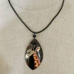 Hand painted giraffe pendant necklace on cord Photo 3