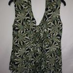 Erika  Green L Sleeveless Raw Hem Bamboo Tahiti Summer Top Photo 4