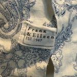 Frank & Eileen  100% Linen Paisley print button up long sleeve blue shirt Med Photo 10