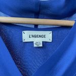 L'Agence  Silk Long Sleeve V-Neck Knotted Blouse in Blue Size Extra Small‎ Photo 2