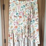 Torrid Maxi Swiss Dot Ruffle Hi-Low Skirt Cream / Floral Women’s size 4X Photo 3