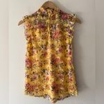 Almost Famous NEW!  Yellow Floral Lace Ruffle Sleeveless Blouse Photo 4