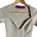 Gauge81 Mija White Ribbed Long Sleeve Wool Plunge Sweetheart Mini Dress Size XS Photo 6