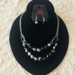 Paparazzi NWT  Black & Silver Layered Necklace & Earrings Gift Set Photo 0
