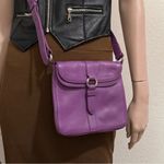 Cole Haan Purple Pebbled Leather Flap Front Magnetic Clasp Crossbody Bag Photo 4