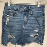 American Eagle distressed denim hi rise mini skirt size 0 92% cotton Photo 0