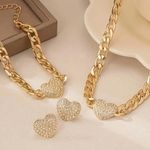 Sparkling Gold Heart Jewelry Set Photo 1